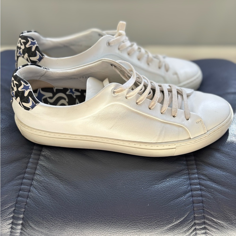 Men’s Hugo Boss White Leather Sneakers with Print Accent
